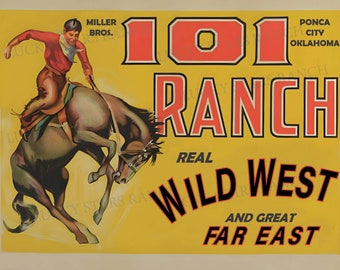 101 Ranch Ponca City OK Miller Bros. Rodeo Poster Vintage Print 12x18