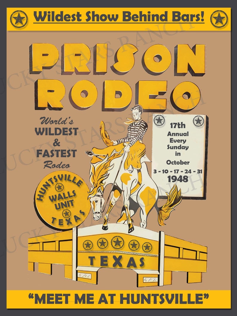 Huntsville Texas Prison Rodeo 1948 12x18 Print image 1