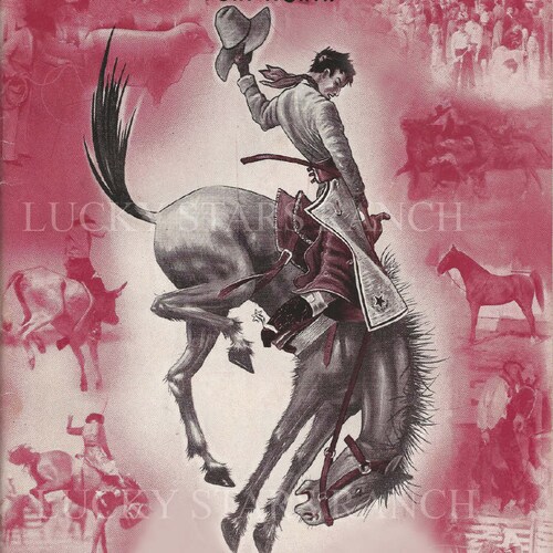 Cowboy Rodeo Poster Ft  Worth Fat Stock Show 1938  Vintage Rodeo Print 12x18