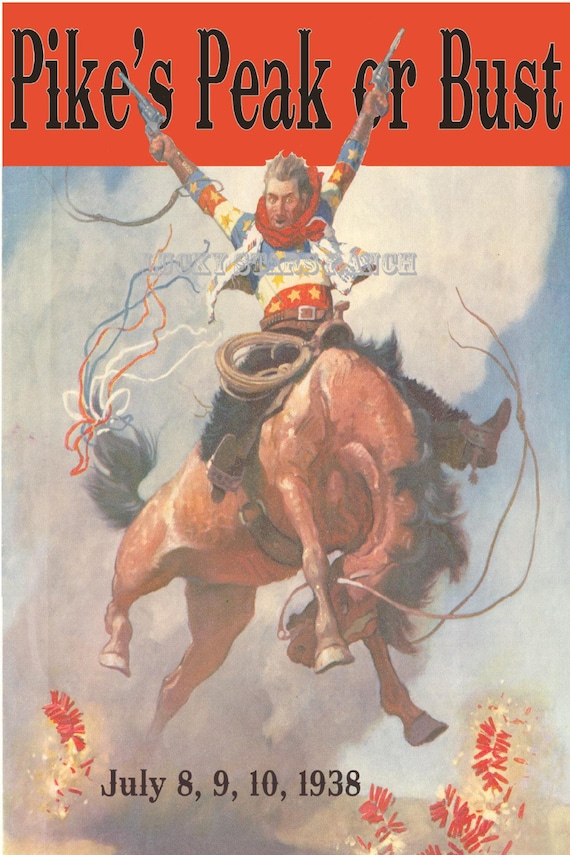 Cowboy Rodeo Pikes Peak Colorado Poster 18x24