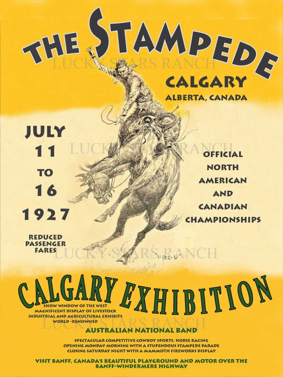 Calgary Stampede 1927 Cowboy Cowgirl Rodeo 18x24 Vintage Print
