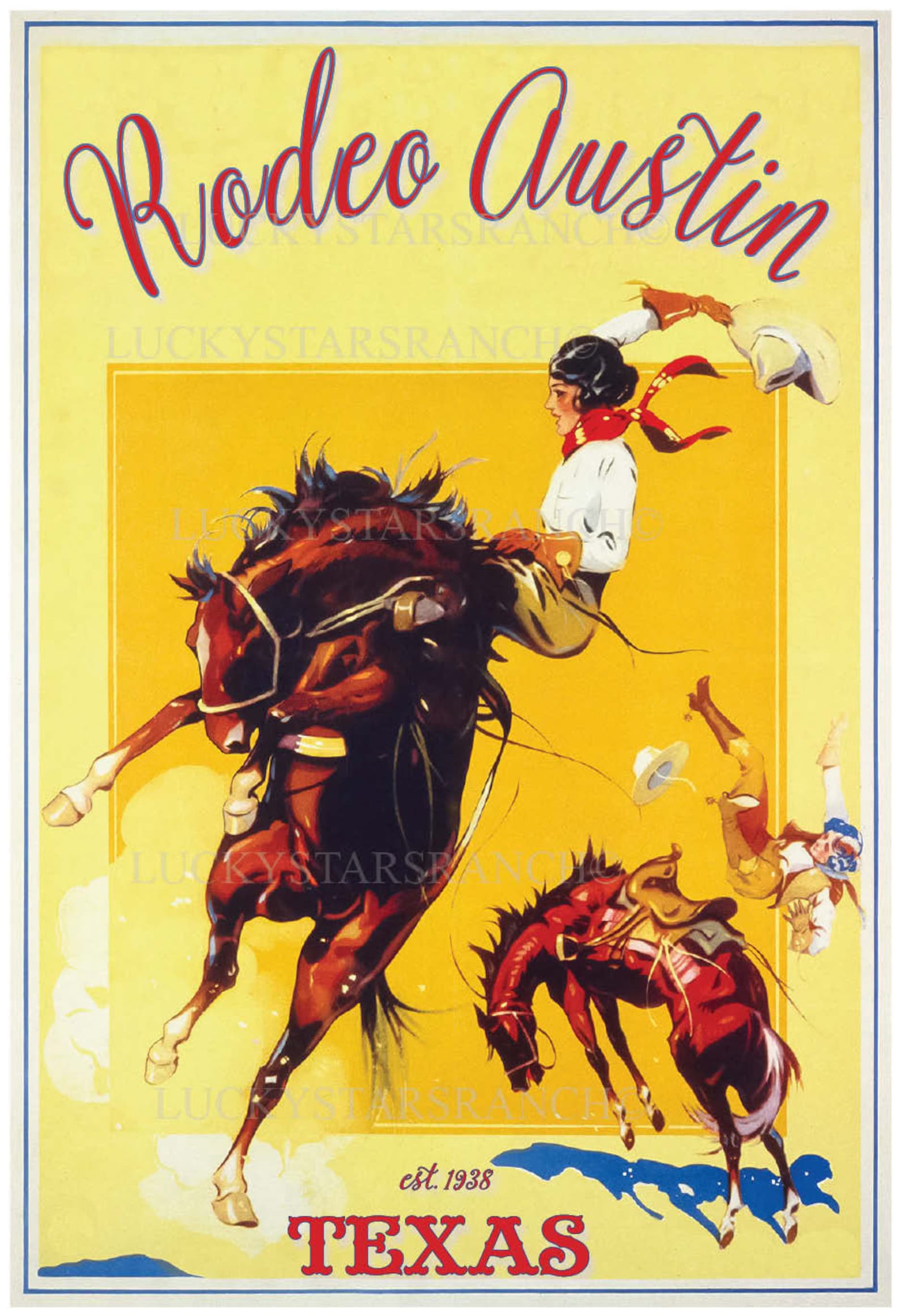 Cowgirl Print Rodeo Austin Texas Cowgirl Poster Vintage Print 12x18 - Etsy