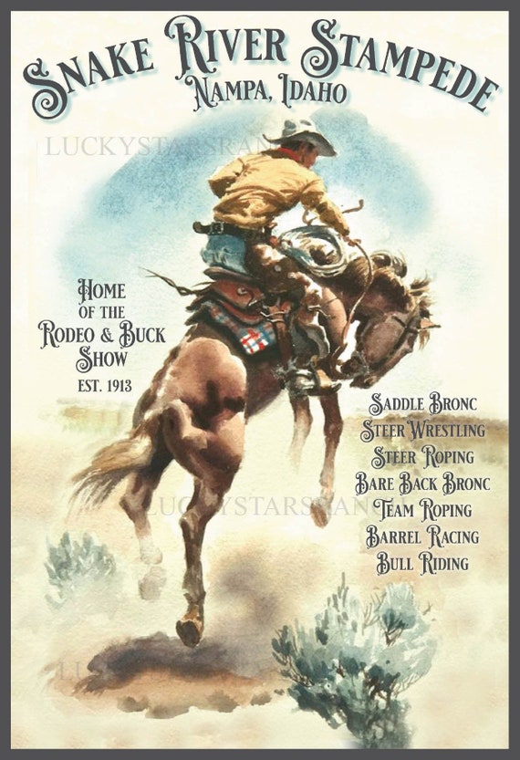 Snake River Stampede Nampa Idaho Poster Vintage Print 12x18 Etsy