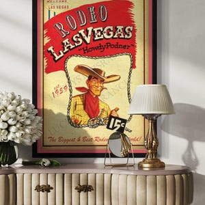 Cowboy Rodeo Poster Las Vegas  18x24 Vintage Print