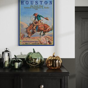 18x24 Houston  Fat Stock Show & Rodeo  Cowboy Print Poster