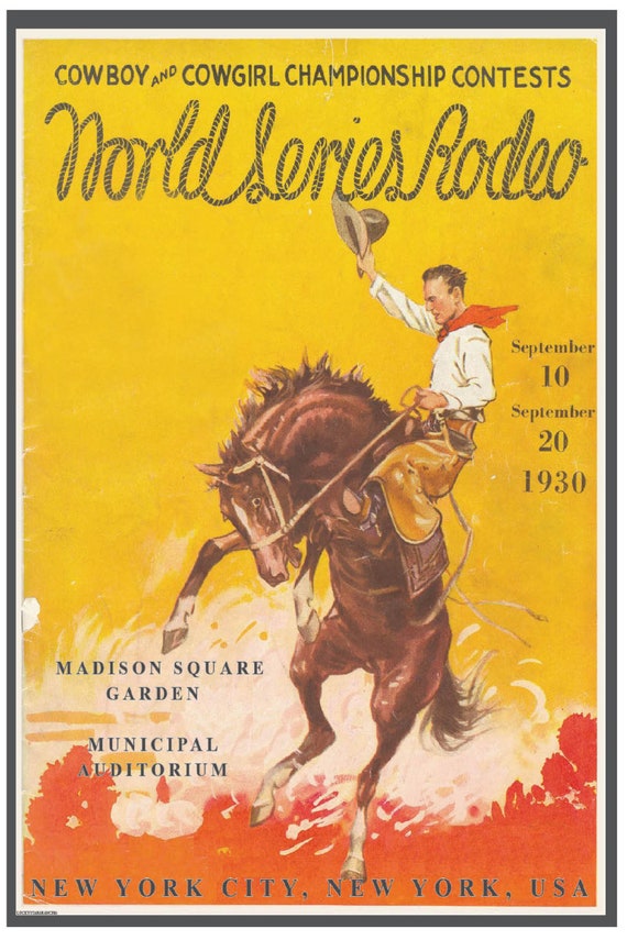 Cowboy Rodeo Poster Madison Square Garden 18 X Etsy