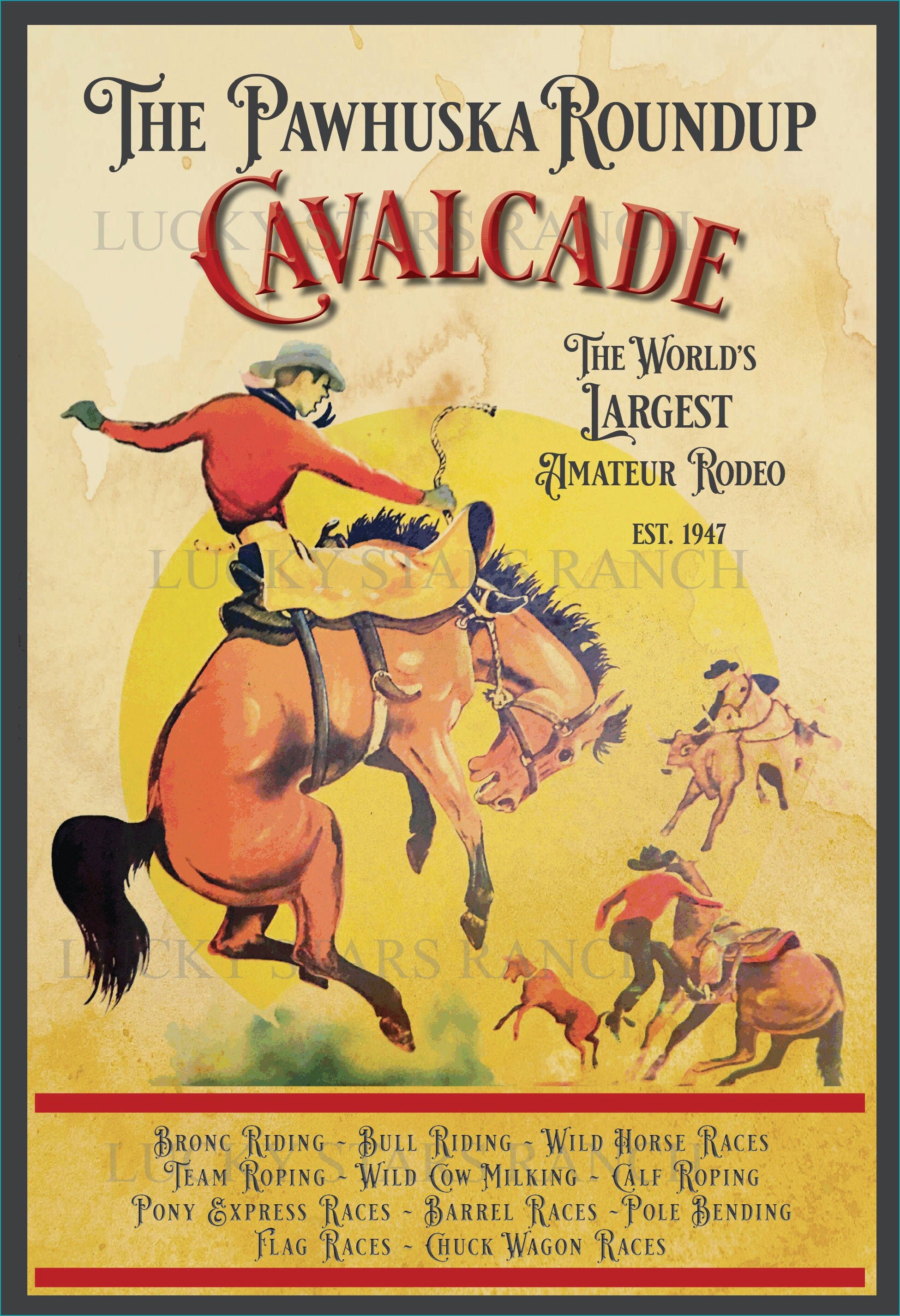 18x24 the Pawhuska OK Cavalcade Rodeo Poster Etsy