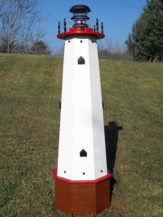 Well Pump Cover Wooden Lighthouse With Solar Light Decorative Etsy