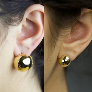 big ball earrings stud-large sphere hoops-dome earrings-gold-boho style-minimalist-simple-Christmas gifts mom daughter-statement earrings