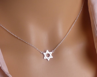 Sterling Silver Star of David Necklace, Dainty Jewish Pendant, Faith Jewelry Gift, Gold vermeil