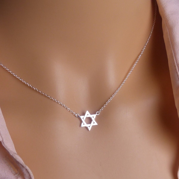 Star of David Necklace in gold silver-jewish star-sterling Silver 925 Star Of David Necklace-Judaica Jewelry-bat mitzvah gift