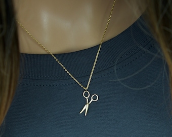 Dainty gold Scissor Necklace, Hair Stylist Pendant, 18K Gold/Silver Plated Jewelry Gift