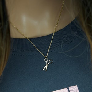 Dainty scissors necklace gold, silver scissors necklace, hairdresser hairstylist necklace, Mother&#39;s Day Gifts,  hairstylist gift, simple