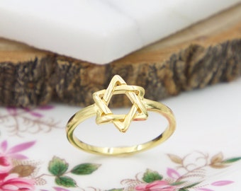 Star of David ring-Jewish star ring-starling silver 925-gold vermeil-Judaica Jewelry-bat mitzvah gift-Dainty-simple