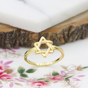 Star of David ring-Jewish star ring-starling silver 925-gold vermeil-Judaica Jewelry-bat mitzvah gift-Dainty-simple
