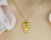Gold Lion necklace, Lion head necklace, animal necklace, birthday present, dainty lion door knocker necklace