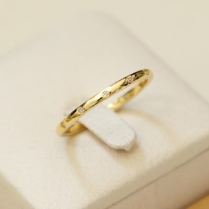 CZ Paved Band Ring, Gold Vermeil, Dainty Stacking Ring