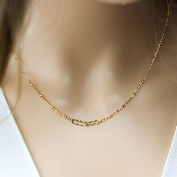 Infinity necklace-Linked Pendant Necklace gold-simple choker-Family Sister Necklace gift for mom birthday gift idea satellite chain necklace