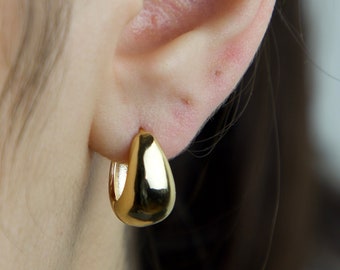 chunky hoop earrings gold-thick hoop earring silver chunky hoops statement earrings minimalist earrings