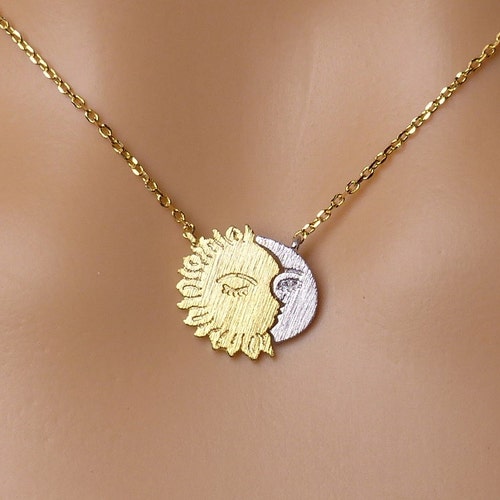 Sun and Moon Necklace Crescent Moon 