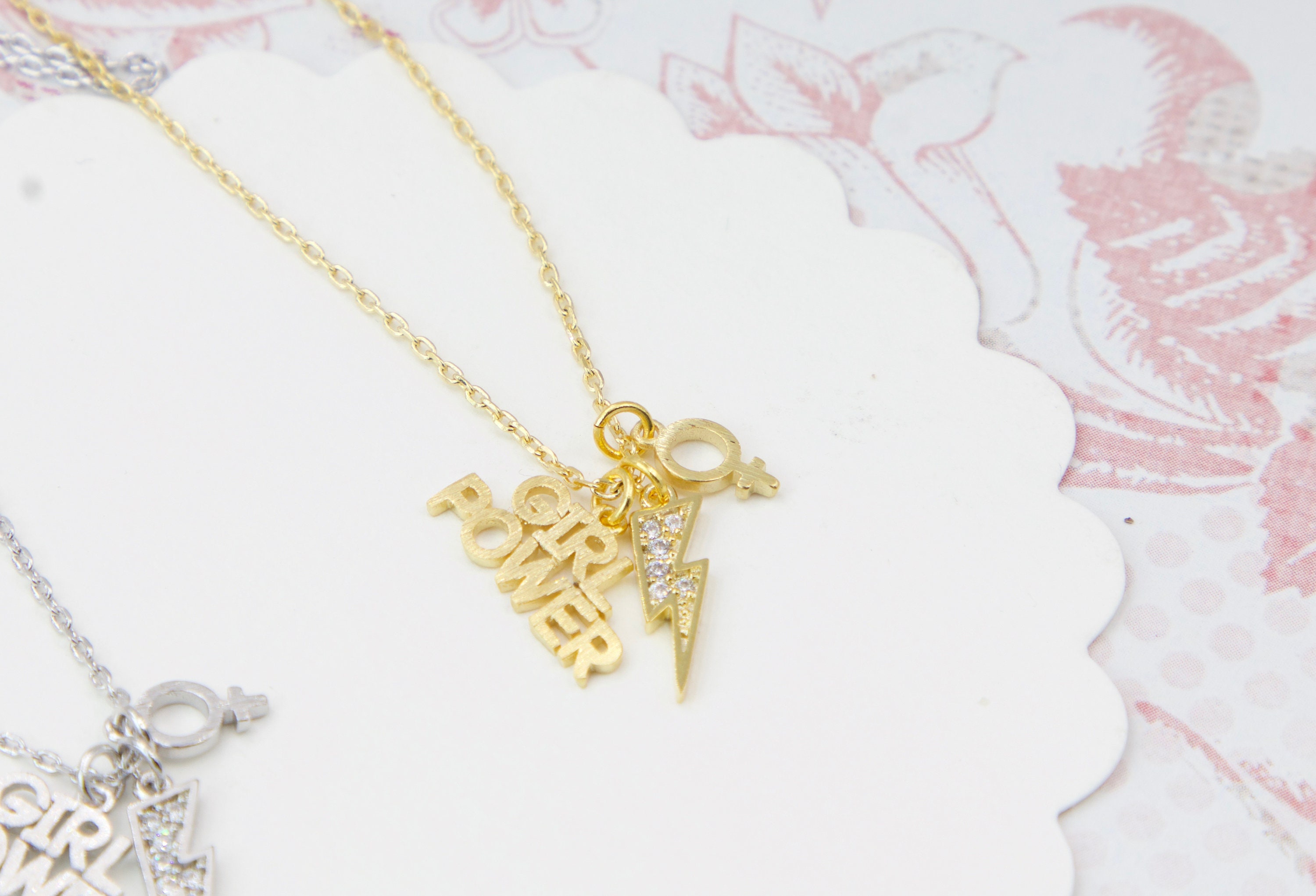 Girl Power Charm Necklace Female Empowerment Necklace Etsy