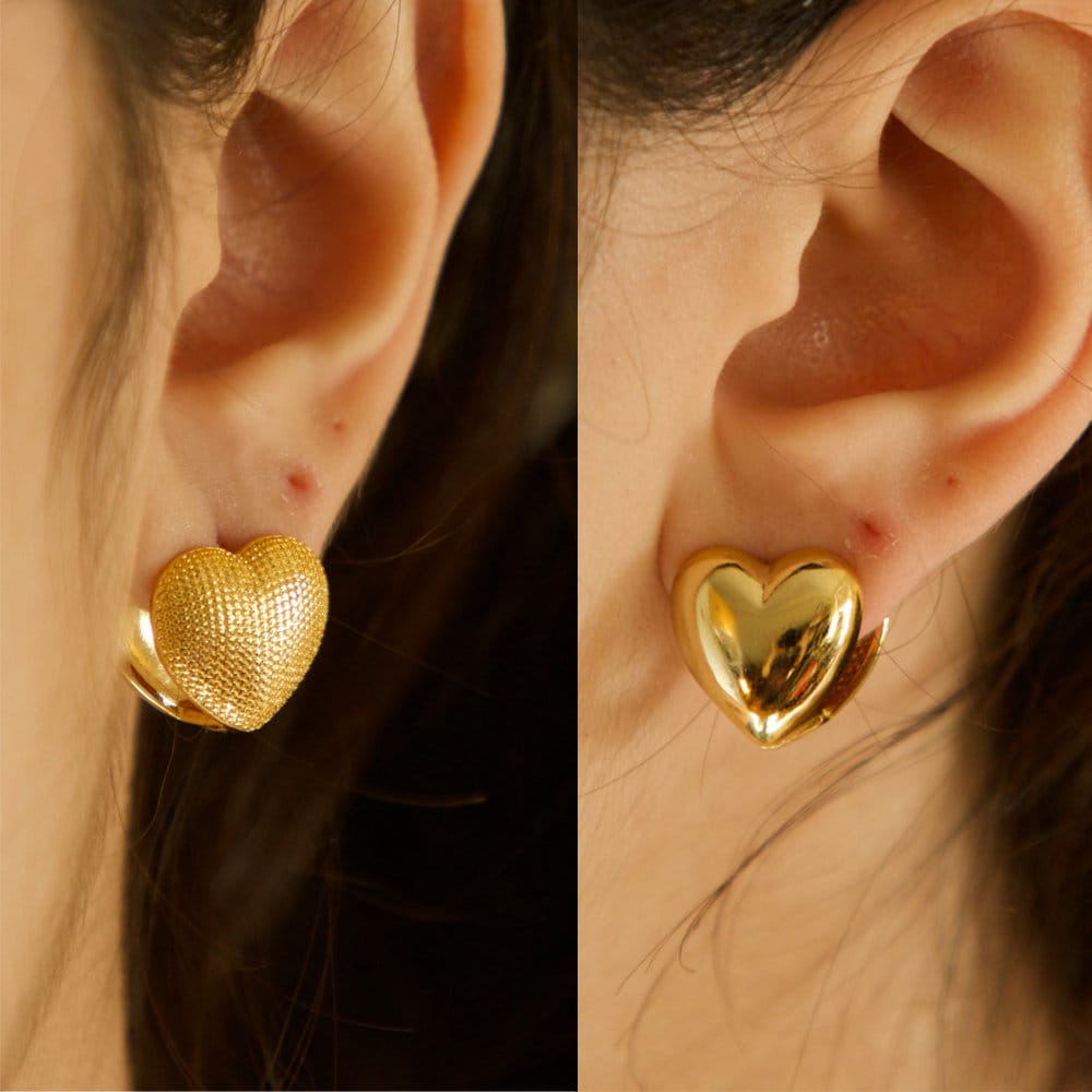 ヴィンテージ！ Puffy Love Heart Studs ピアス
