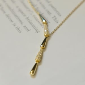 Dainty teardrop Y necklace, Cz lariat necklace, gold vermeil, sterling silver 925 Y necklace, anniversary gift, jewelry gift, birthday gift