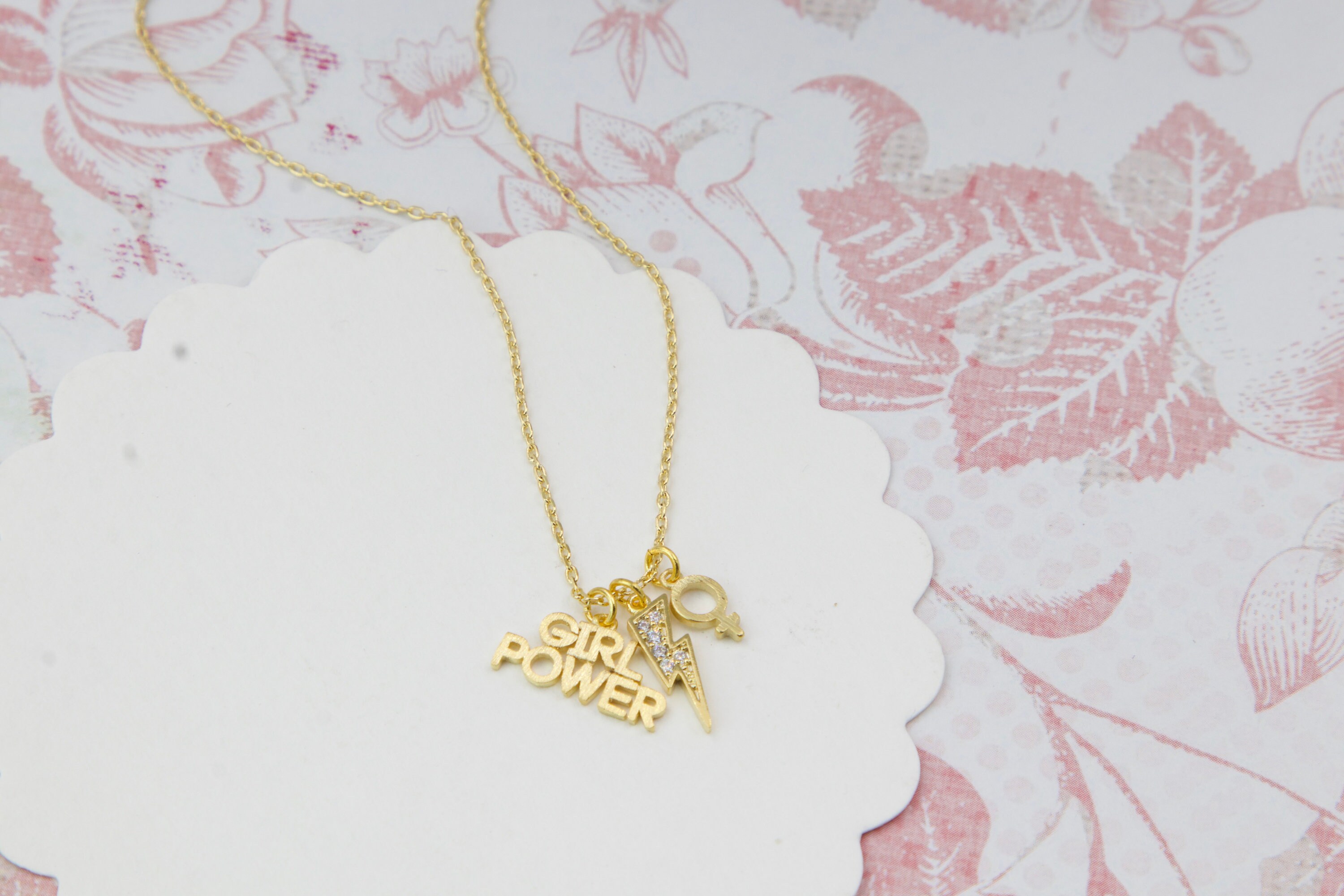 Girl Power Charm Necklace Female Empowerment Necklace Etsy