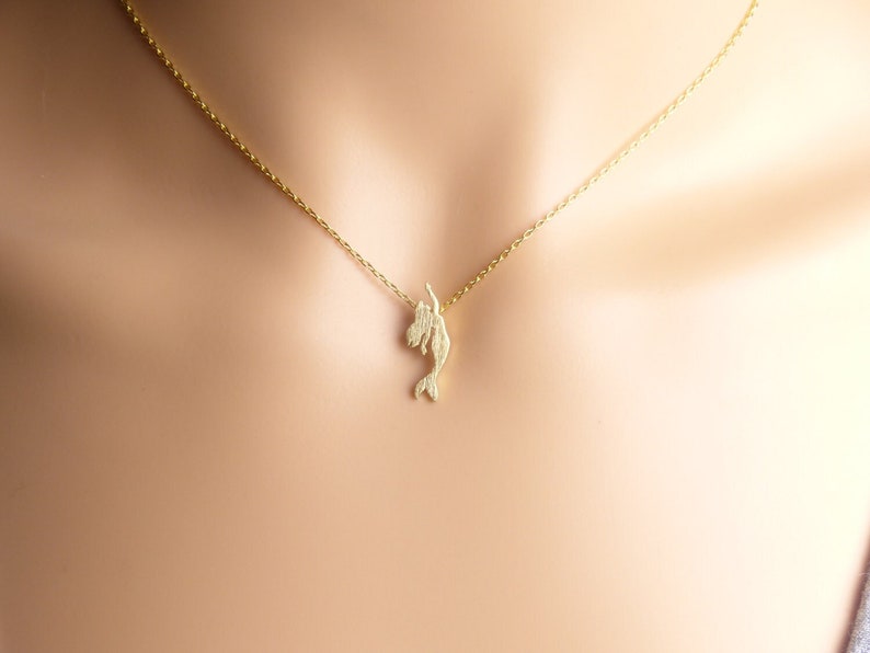 Mermaid Necklace,gold mermaid Necklace,kids Necklace,Gift idea,Christmas present, Holiday gift,choker, valentines day gift for little girl image 2