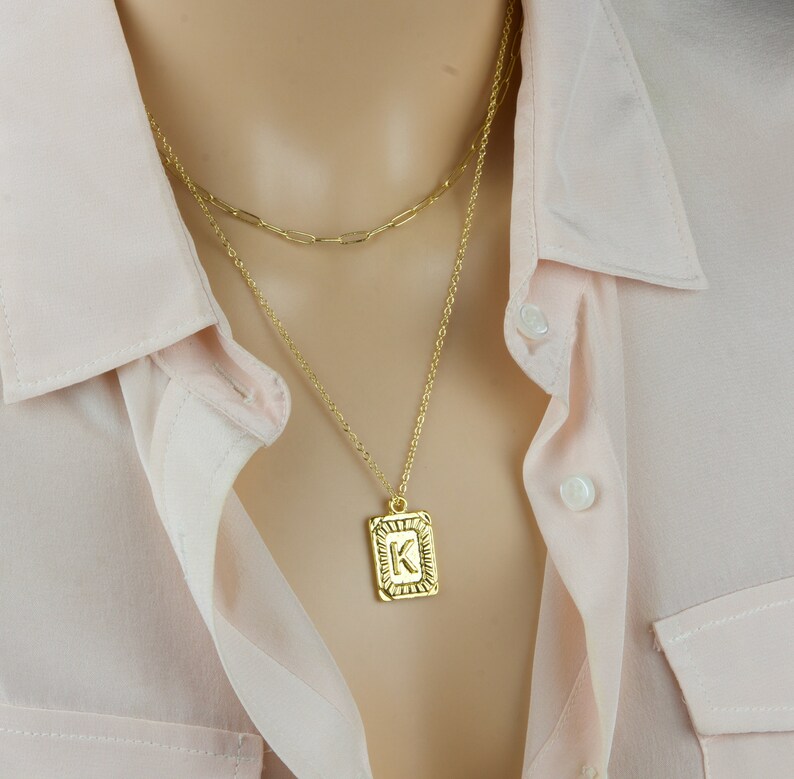 Gold Initial Necklace Vintage Style Gold Medallion Pendant Etsy