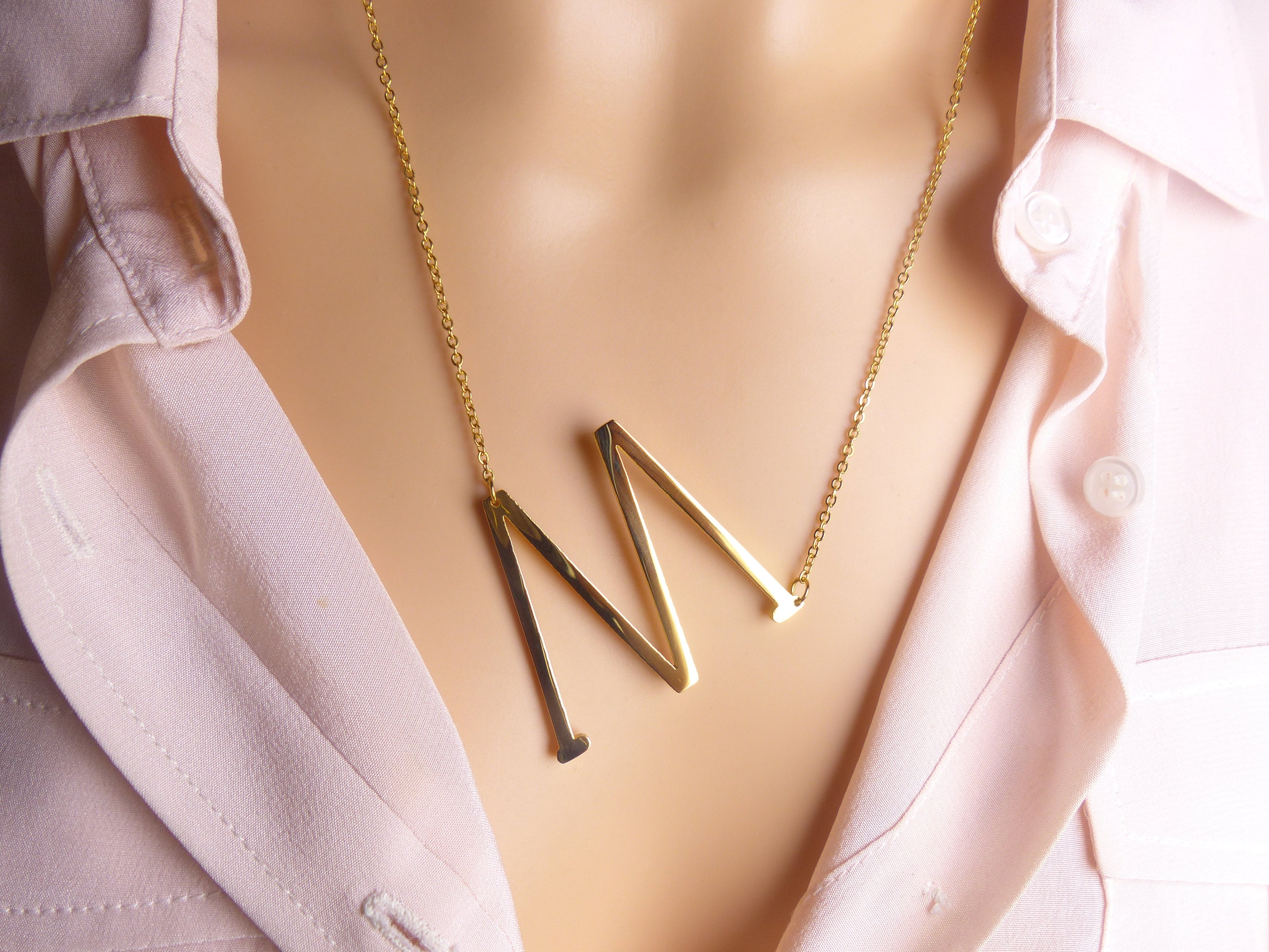 M” Initial & Diamond Necklace - 14K Yellow Gold – Marie's Jewelry Store