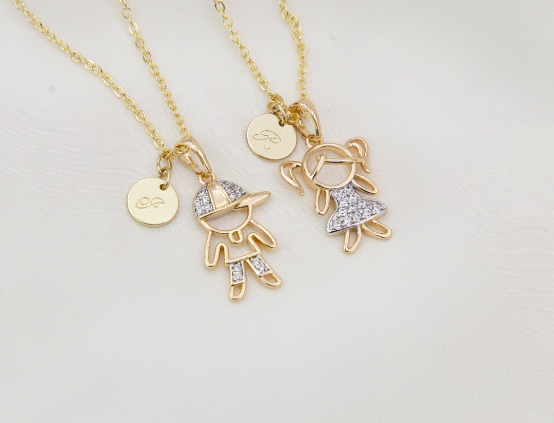 Boy Charm Necklace, Girl Charm Necklace, Jewelry for Mom, Mothers