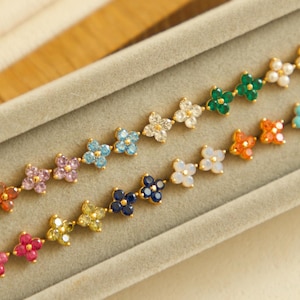 Pendientes de hortensia con circonitas cúbicas, chapados en oro de 18k, pendientes de flor con piedra natal