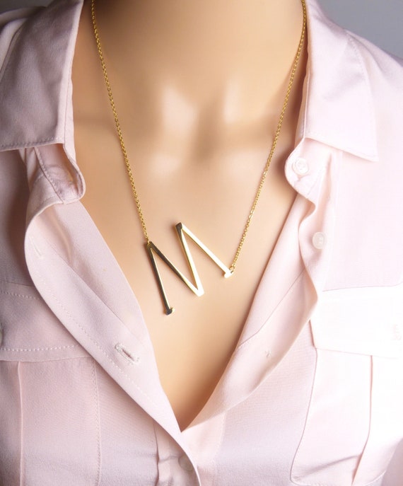 Necklace Gold Initial Necklace - Etsy 