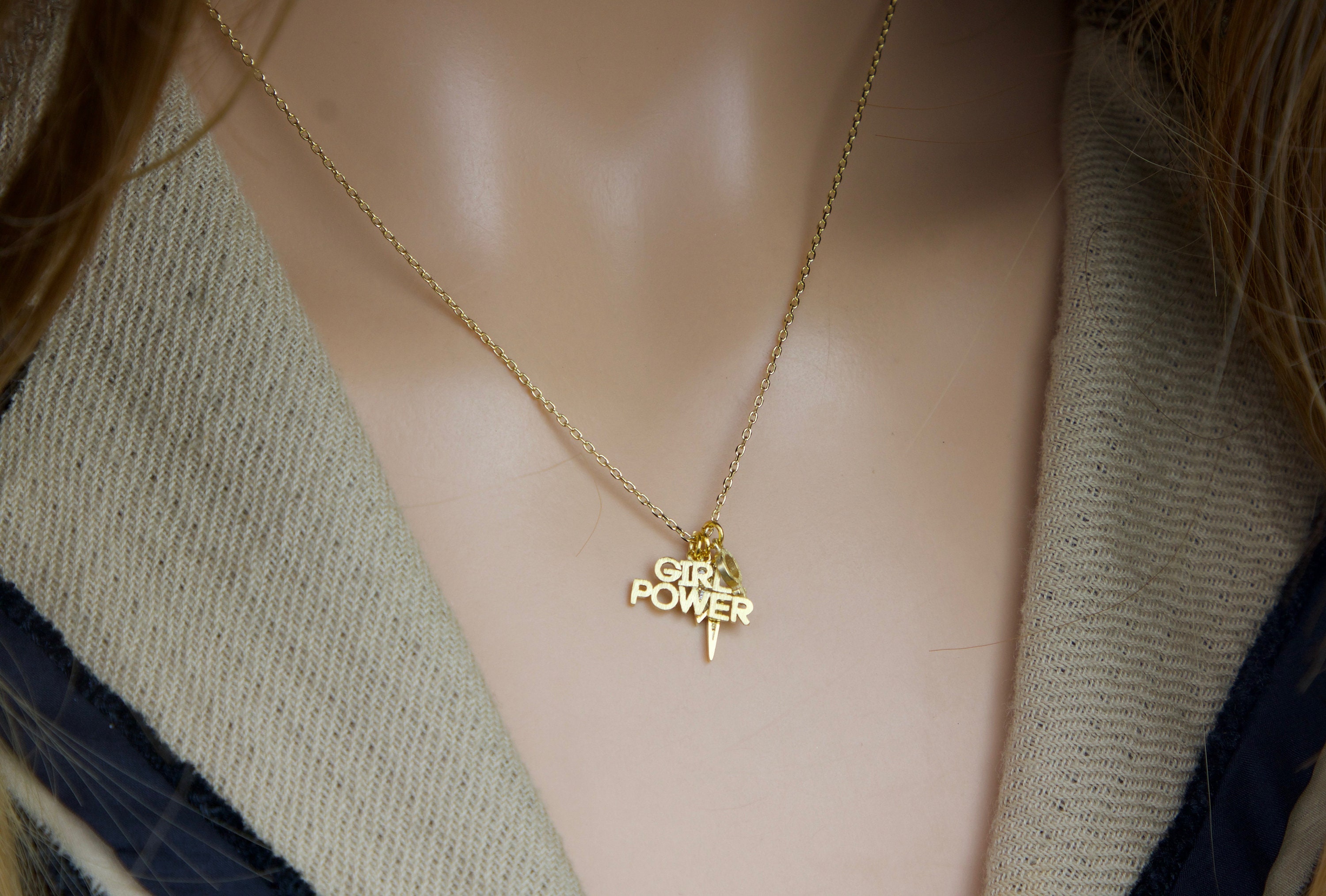 Girl Power Charm Necklace Female Empowerment Necklace Etsy