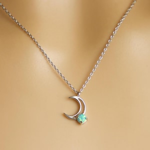 Crescent moon opal necklace gold, moon necklace, Opal jewelry, bridesmaid gift, Dainty opal Necklace, birthday present, celestial jewelry