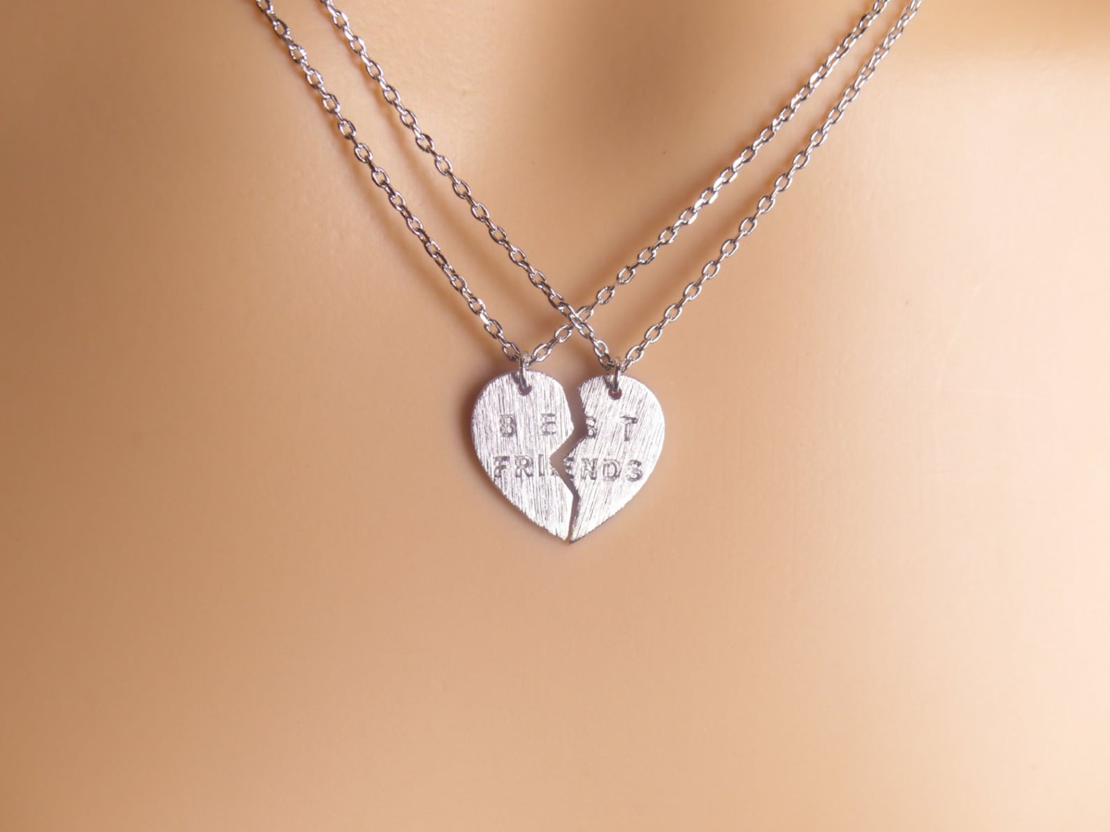 BFF Heart Necklace for 2 Split Heart Best Friend Necklace Etsy