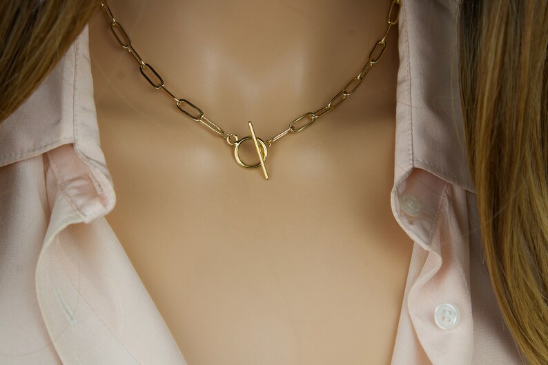 Toggle clasp necklace Toggle necklace gold simple layering Etsy