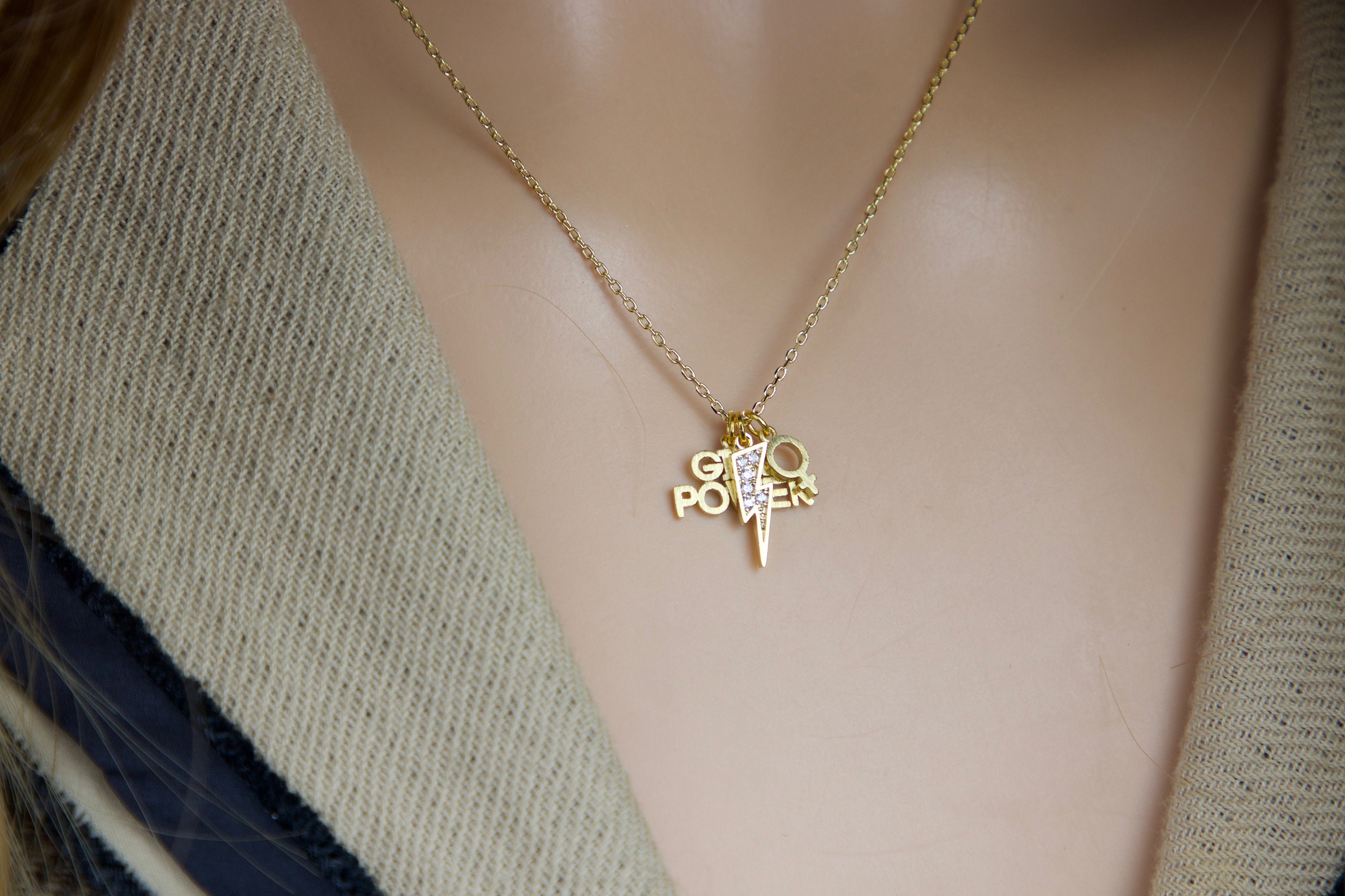 Girl Power Charm Necklace Female Empowerment Necklace Etsy