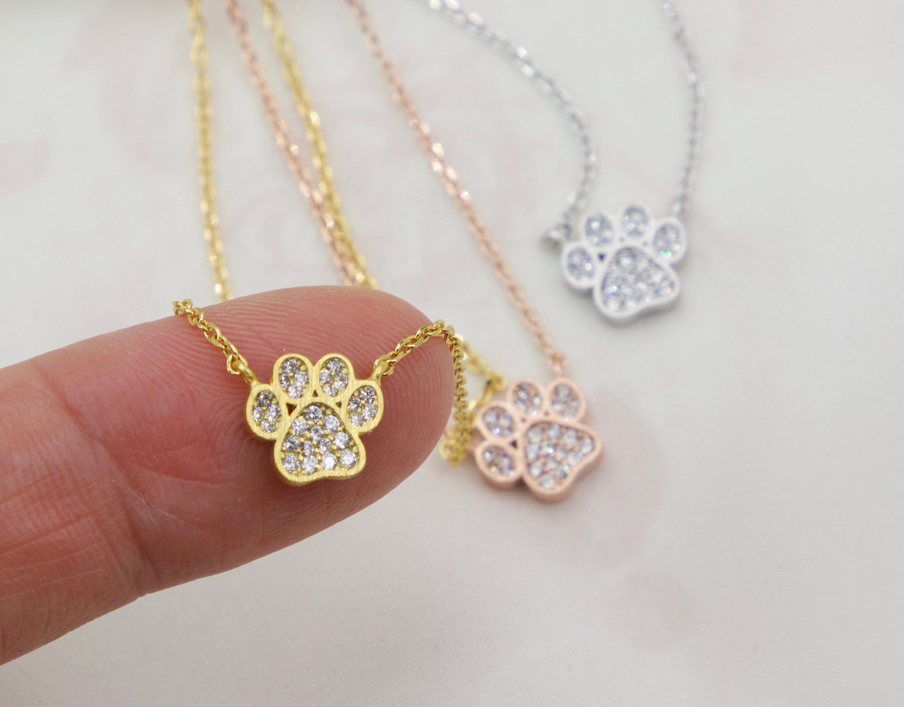 Collana Impronta Zampa Animale In Argento 925 Con Zircone: Gioiello Per Amanti Dei Cani - 4