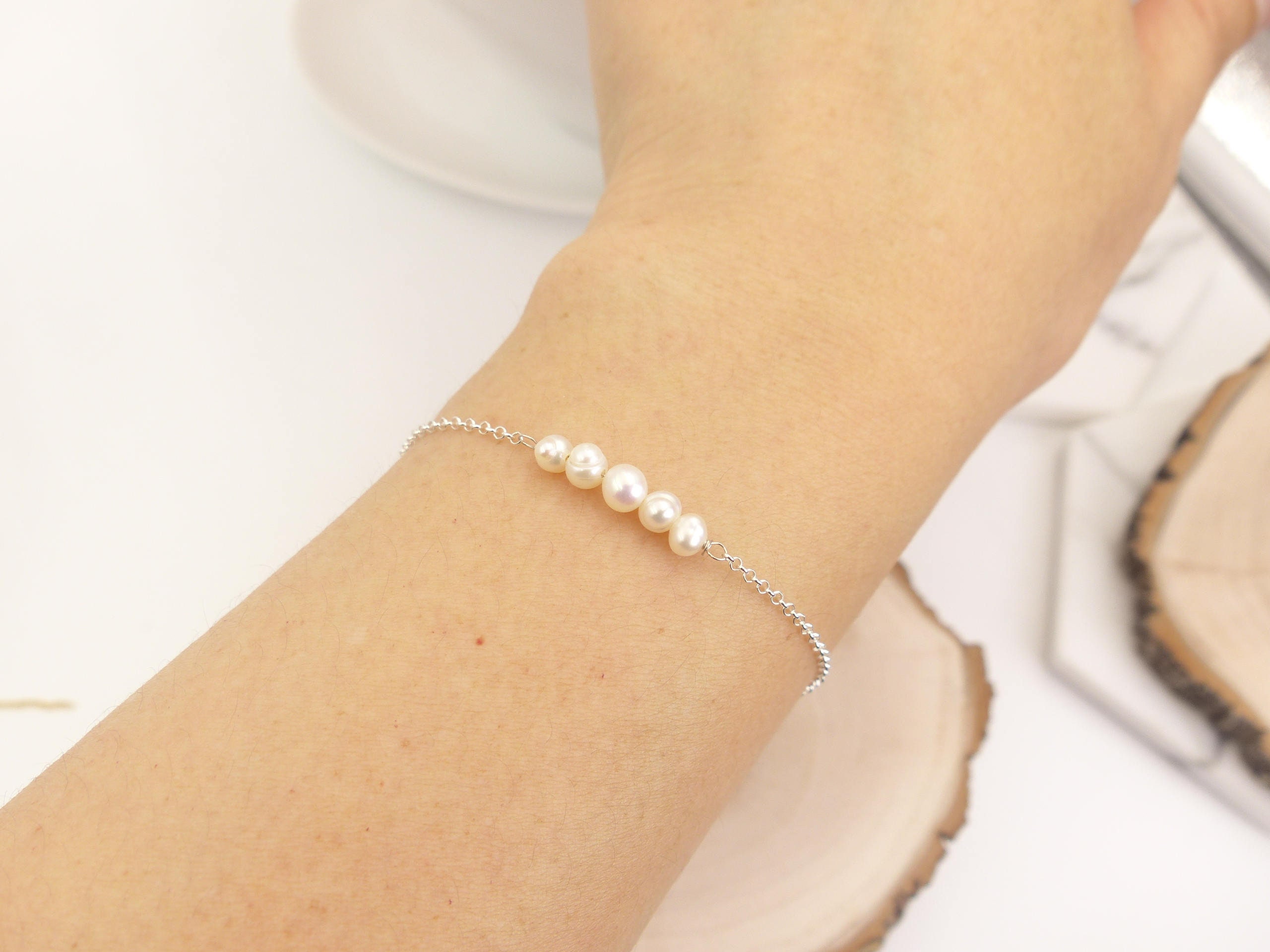 Delicate Pearl Bracelet 14K Gold Fill 