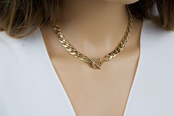 Curb Chain Necklace Toggle Statement 