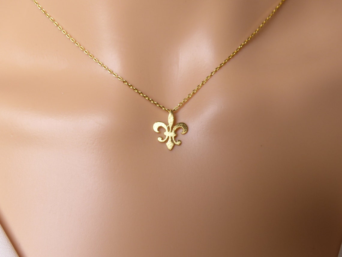 Fleur de lis Necklace gold dainty flour de lis jewelry Etsy