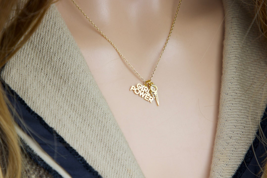 Girl Power Charm Necklace Female Empowerment Necklace Etsy