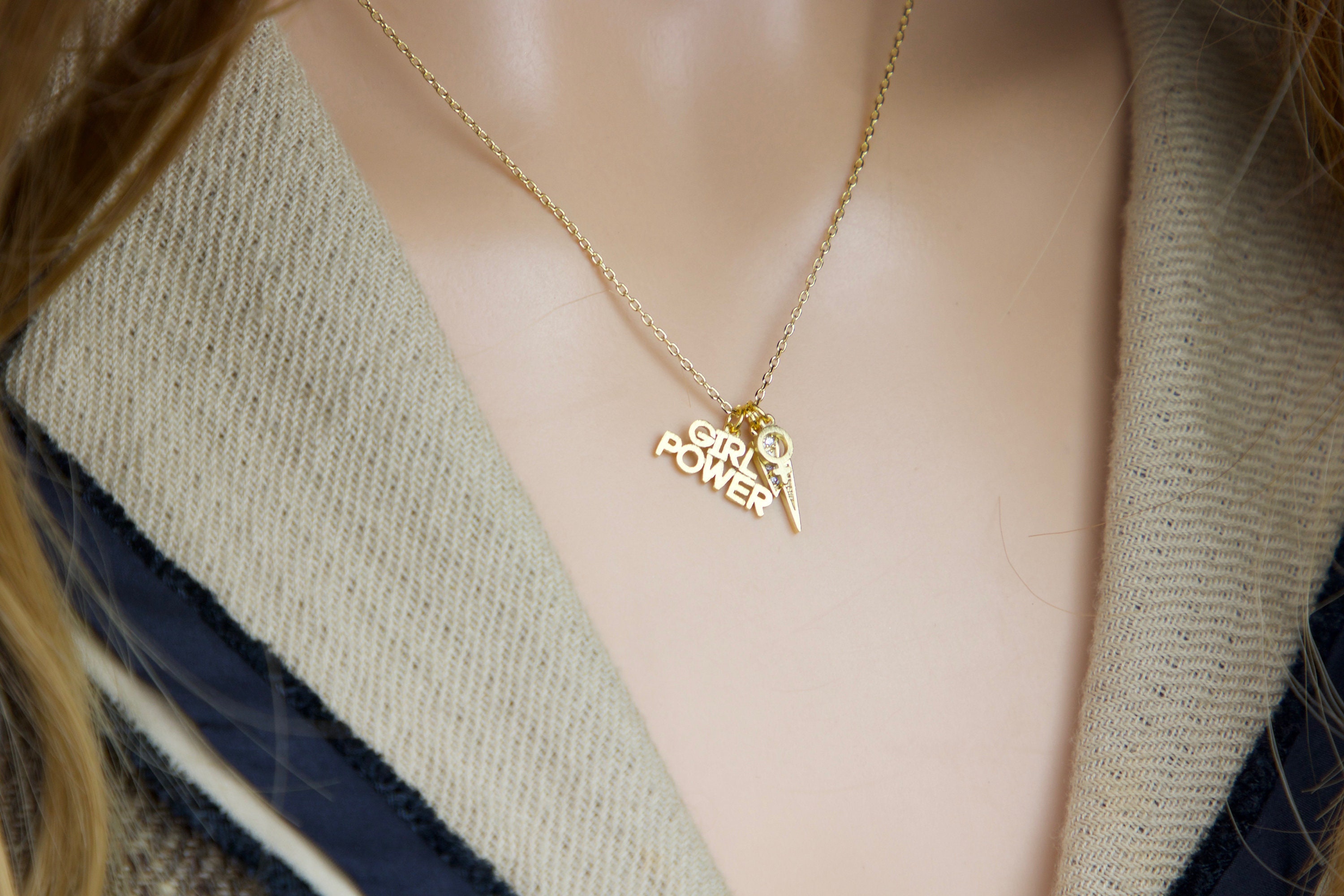 Girl Power Charm Necklace Female Empowerment Necklace Etsy