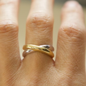 Bague X en or vermeil et argent sterling, bague entrecroisée