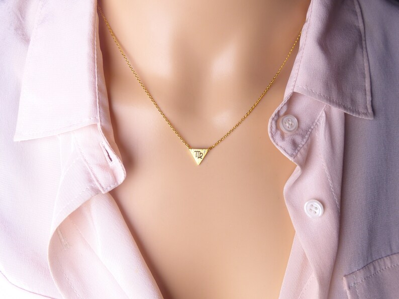 Christmas present zodiac jewelry Triangle zodiac sign Virgo Necklace,Virgo Necklace,Gift ideas for Virgo astrology jewelry Holiday gift