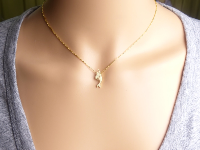 Mermaid Necklace,gold mermaid Necklace,kids Necklace,Gift idea,Christmas present, Holiday gift,choker, valentines day gift for little girl image 3