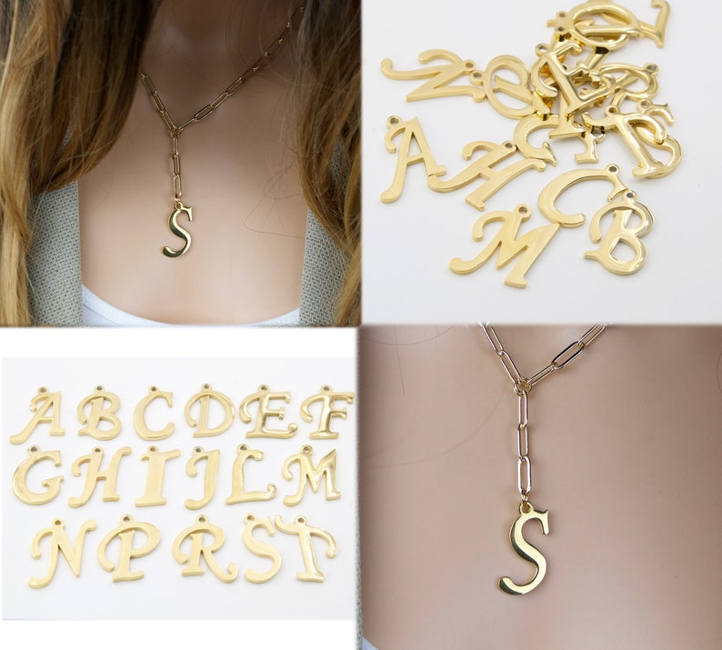 Letter Necklace Y Necklace Gold Initial Necklace Large Link Etsy