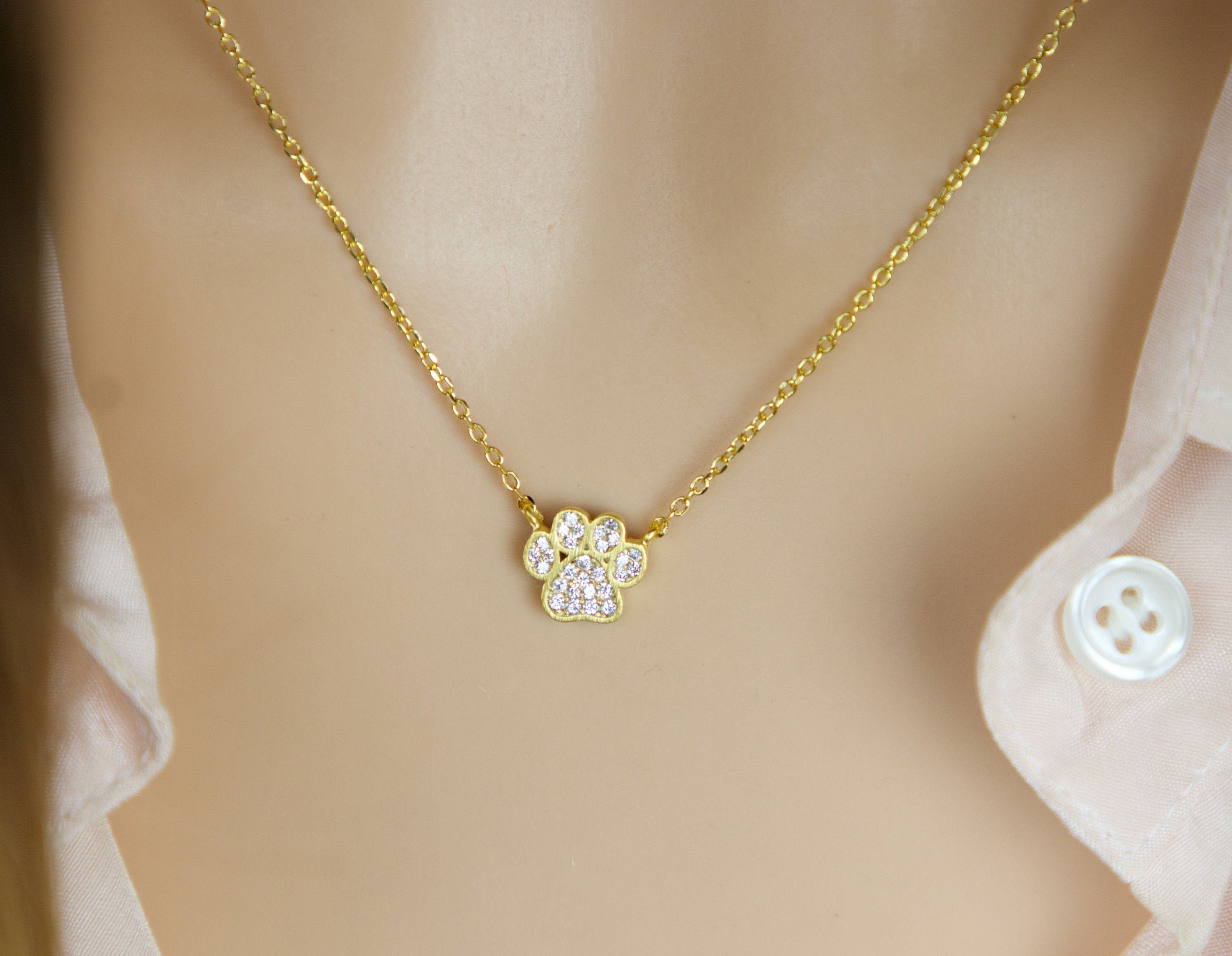 Collana Impronta Zampa Animale In Argento 925 Con Zircone: Gioiello Per Amanti Dei Cani - 2